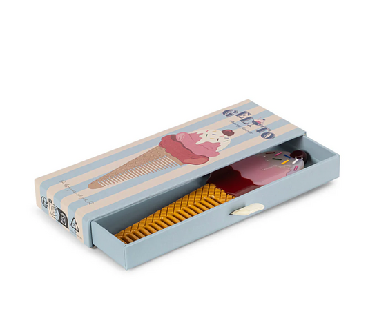 Geschenkverpackung mit Kinderkamm Ice Cream comb von Konges Slojd in Beach Blue