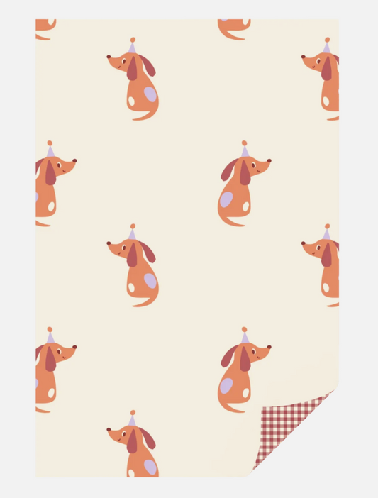Party Dogs Geschenkpapier Allover mit karierter Rückseite