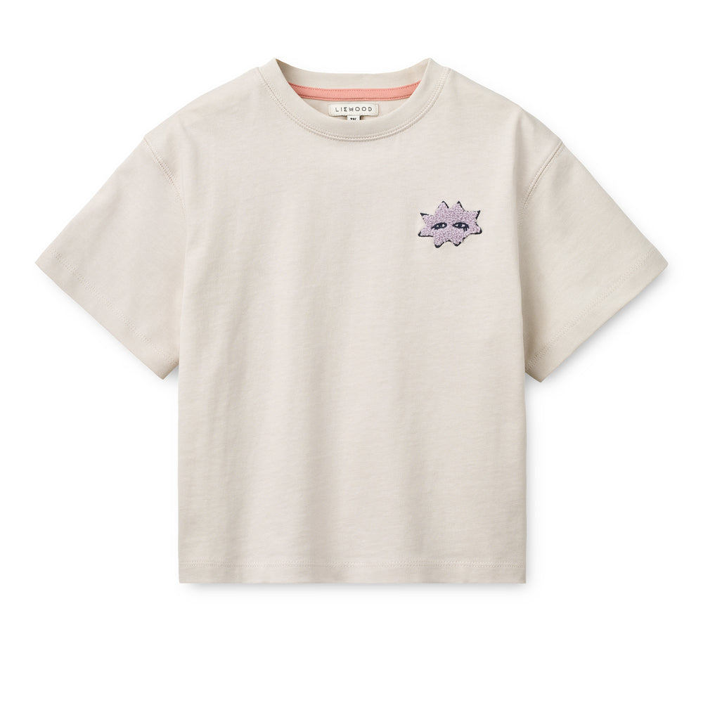 Boxy T-Shirt mit Bestickung und Mood Print GOTS