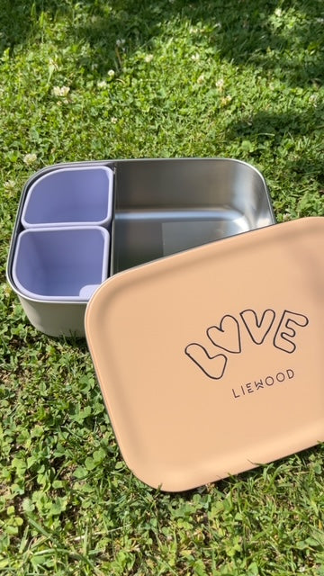 Neue Liewood Lunchbox 100% Edelstahl pulverbeschichtet mit süßem Love Print