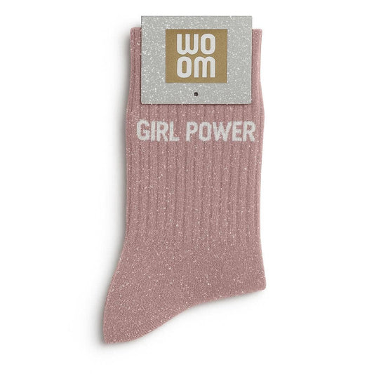Glitzernde Socken mit "Girl Power"-Botschaft in Roségold