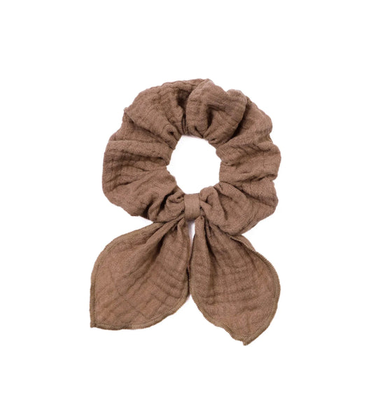 Scrunchie made of cotton gauze chocolate brown