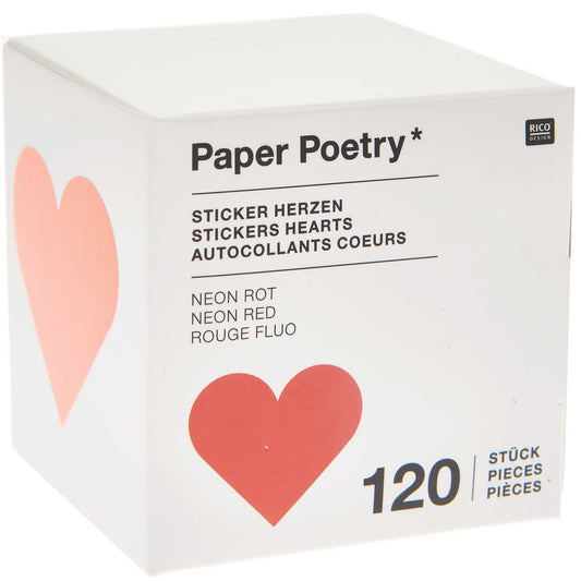Sticker-Roll Herzen Neon 🧡 120 Stück