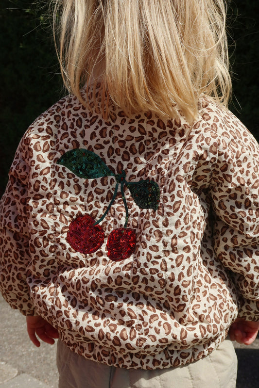Rückendetail Kinder Bomberjacke Juno in Leo mit Pailletten 🍒🐆