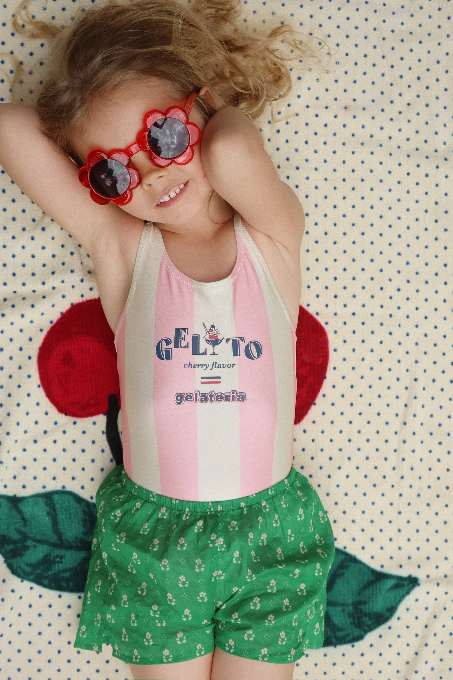 Striped Pomia Swimsuit with Gelato 🍦🍧🍡 Print