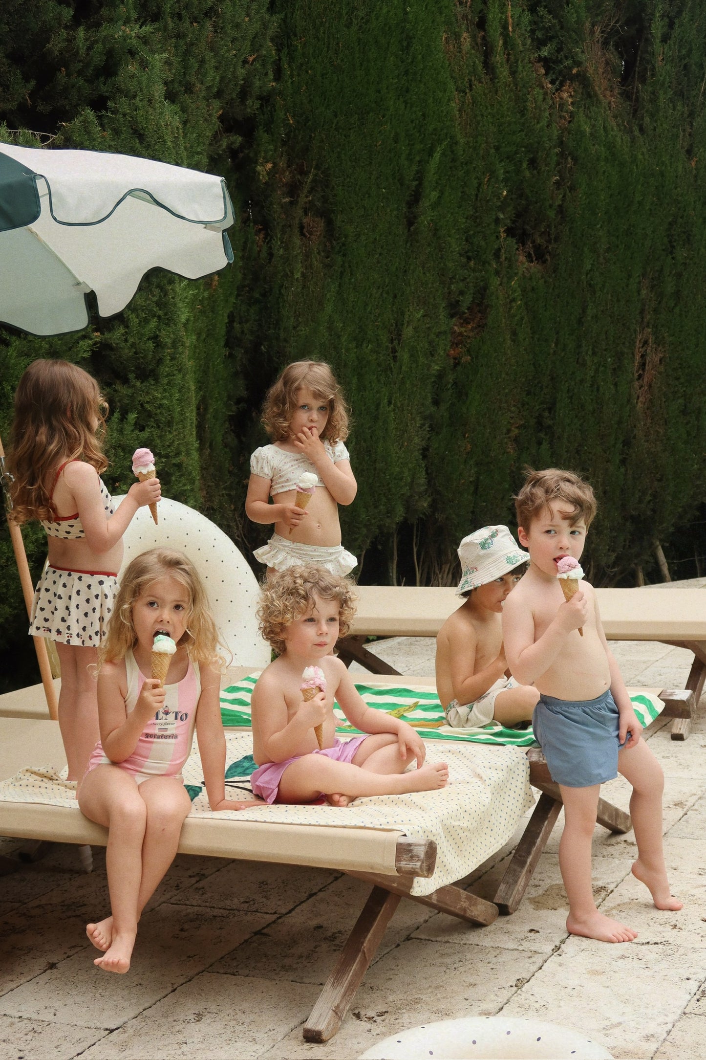 Striped Pomia Swimsuit with Gelato 🍦🍧🍡 Print