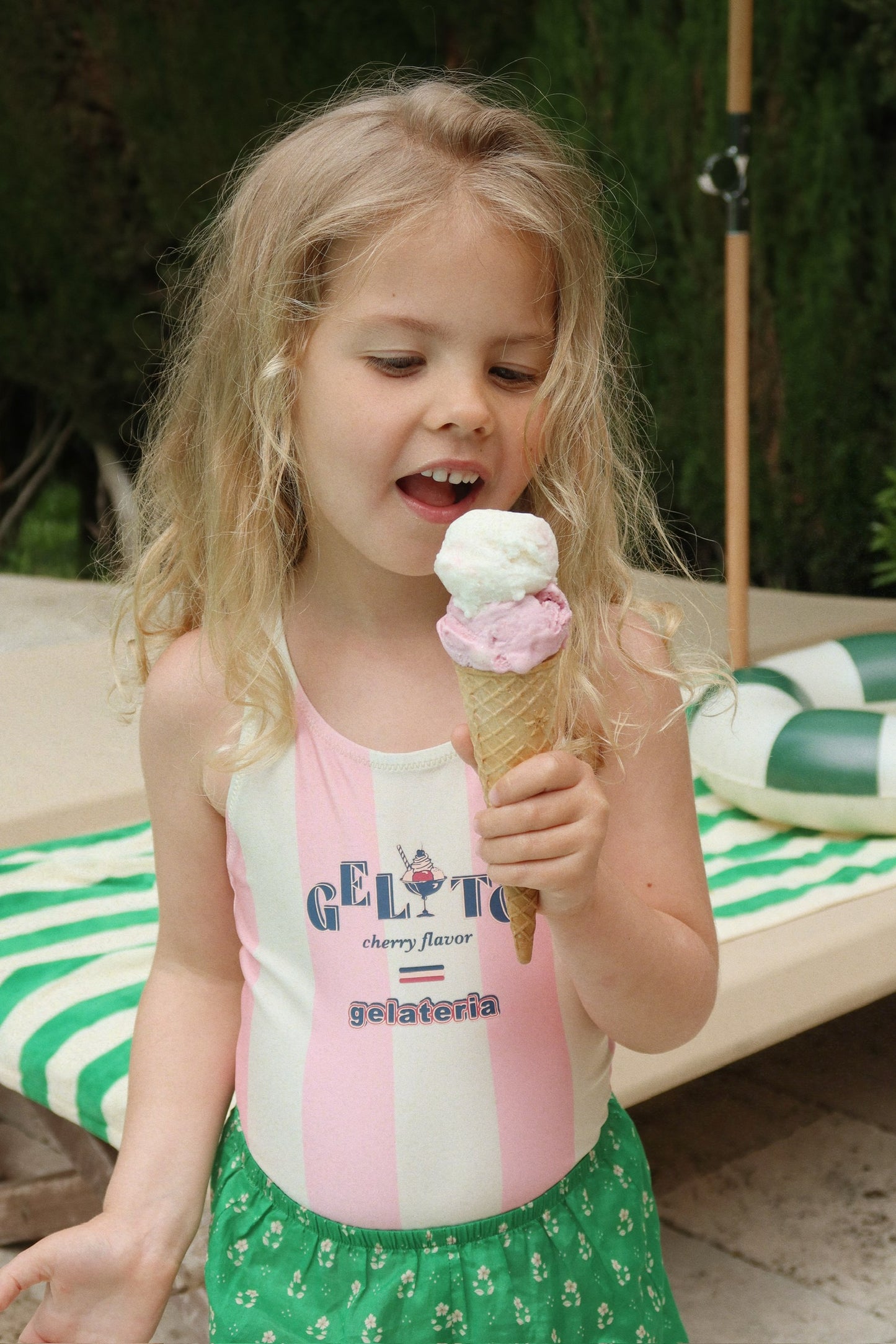 Striped Pomia Swimsuit with Gelato 🍦🍧🍡 Print