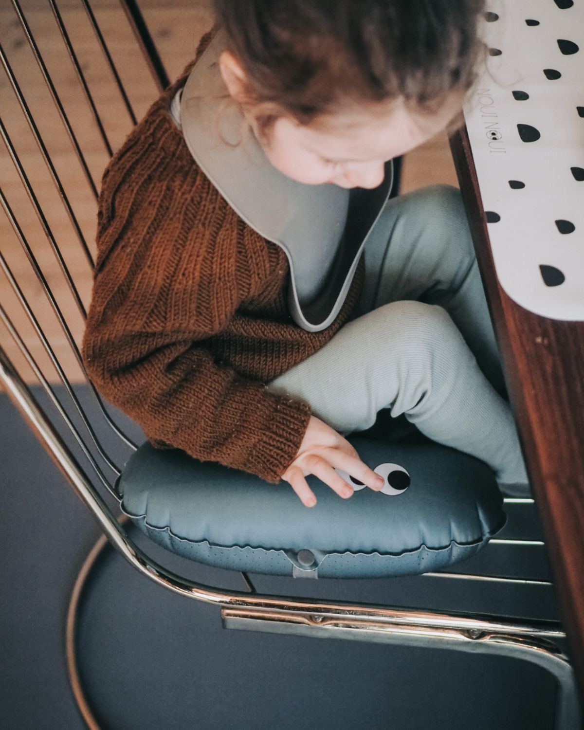 Seat cushion to-go stripe nude/mustard