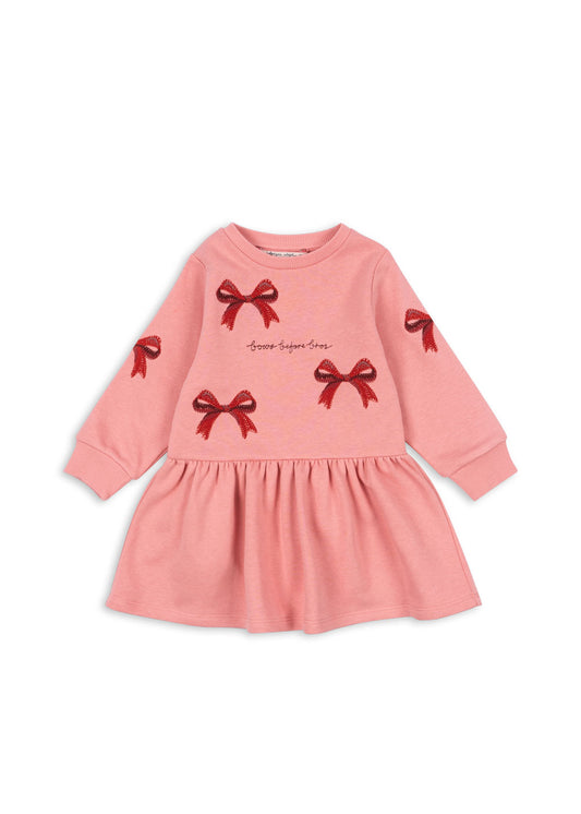 Bequemes Sweatkleid mit festlichem Schleifendekor