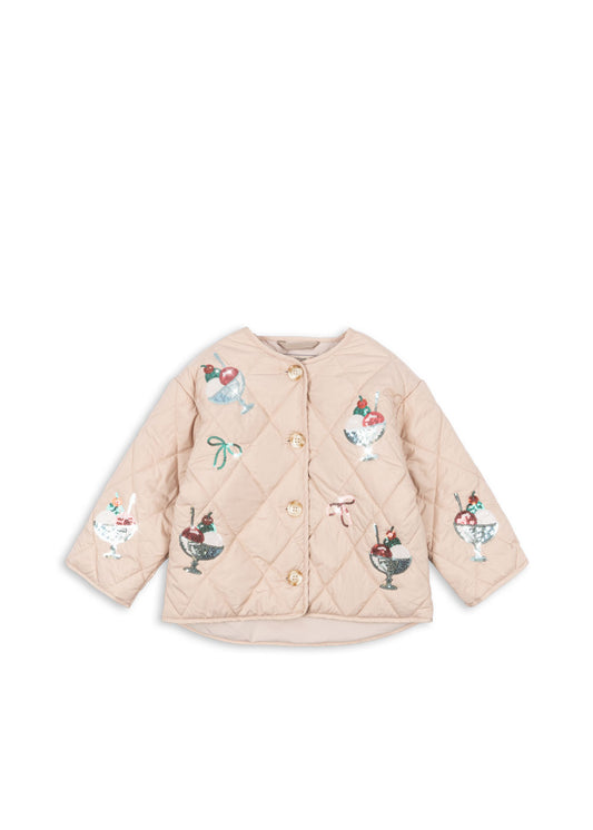 Front Ansicht Flora Jacke mit Eiscreme Pailletten und Stellung Konges Slojd Flora🍨