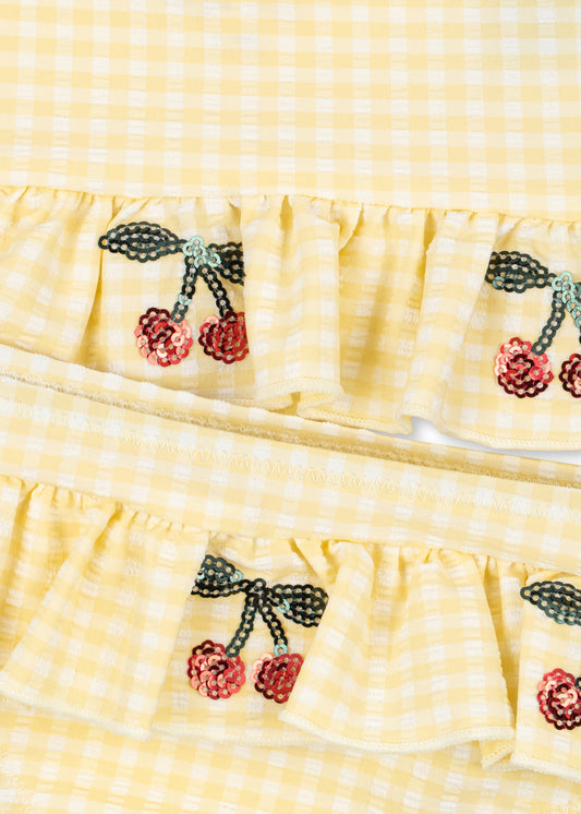 Rüschen und Paillettendetail in Kirschenform Kinder Bikini Etta von Konges Slojd