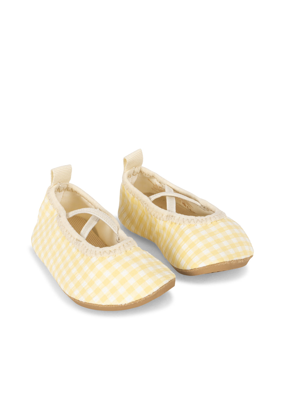 Etta swim shoes Konges Slojd almond yellow check with non-slip soles