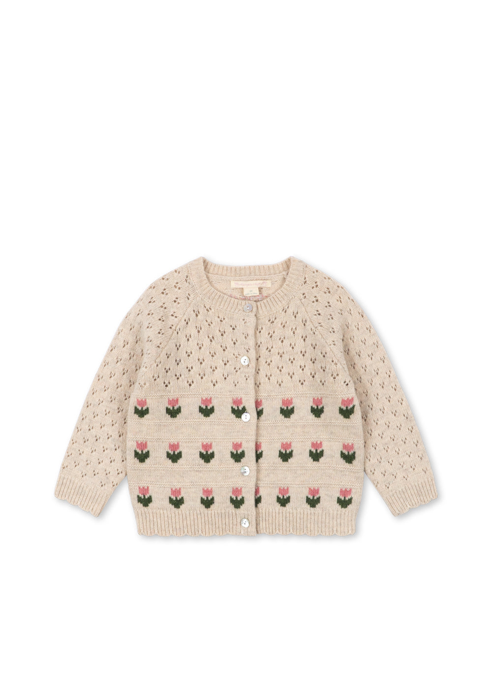 Flatlay Belle Cardigan mit Tulpen Konges Slojd
