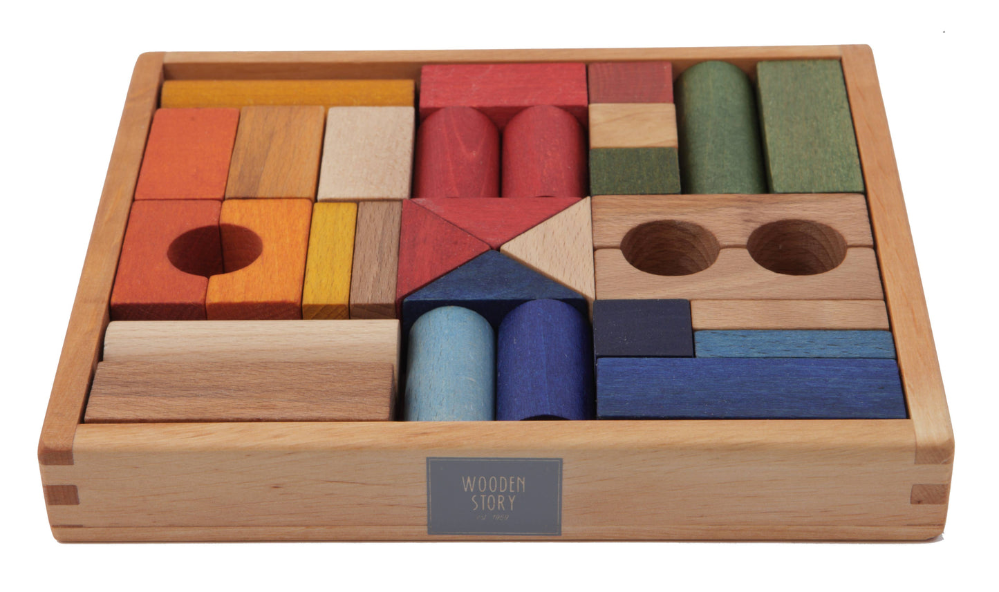 Wooden Blocks Regenbogen 30 Stück