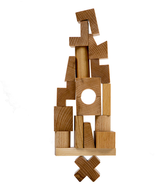 Blocchi da costruzione in legno Montessori Toy Tower Natural
