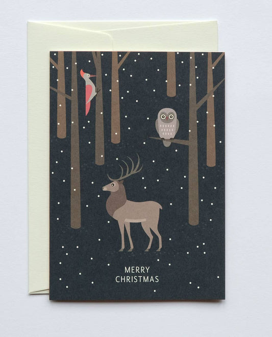 Deer & Owl Weihnachtskarte
