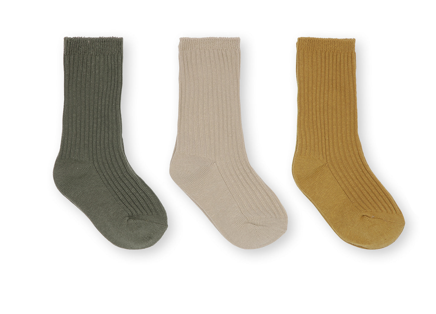 Set di 3 calzini in maglia a coste Latte/Miele/Basilico