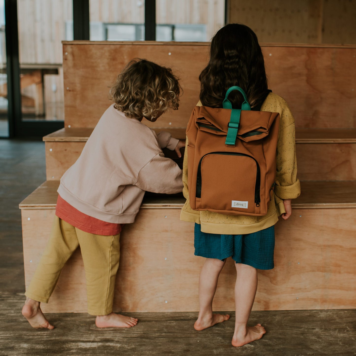 Recycled Rolltop Kids Rucksack Oliv