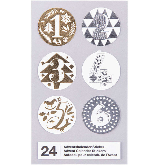 Adventskalender Sticker Gold/Silber