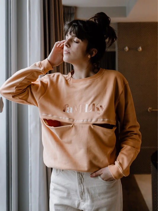Mama sweater “FaMILKy” apricot